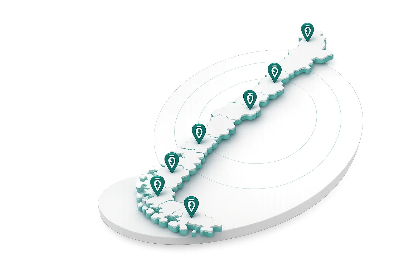 Mapa de cobertura de FunerariApp en Chile